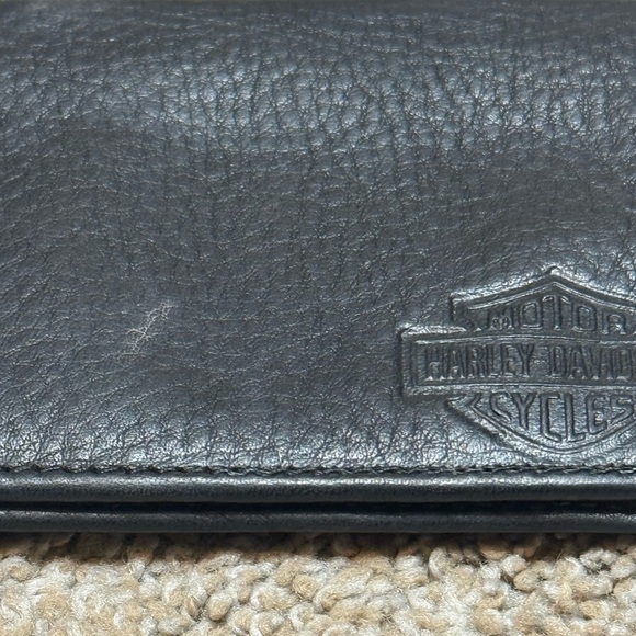 Harley-Davidson Black Leather Wallet Checkbook Holder Sleeve and ID Slot - Picture 5 of 8
